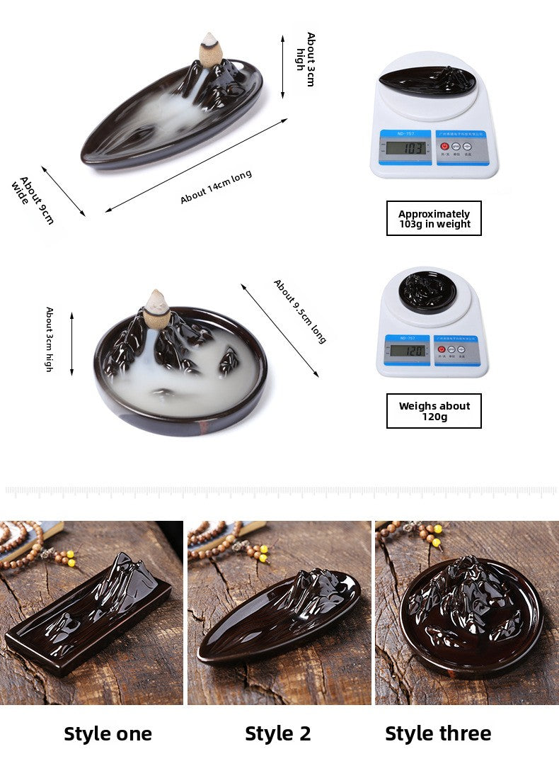 zensoullab Ceramic Mountain Water Backflow Incense Burner Creative Backflow Incense Burner Ornament