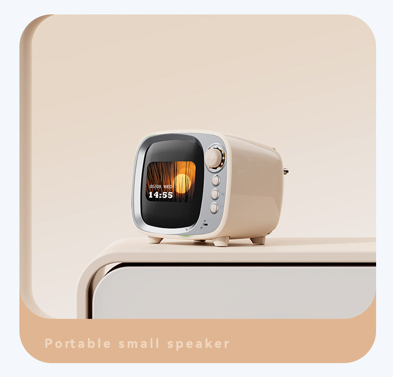 zensoullabAi Smart APP Screen Bluetooth Speaker Creative Retro TV Style Small Speaker Subwoofer Alarm Clock White Noise