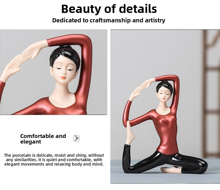 zensoullab Premium Ceramic Figure Yoga New Chinese Style Home Living Room Modern Ornament Lady Yoga Studio