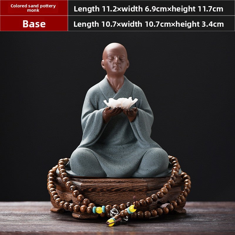 zensoullab Zen Ceramic Little Monk Desktop Decoration New Chinese Style Living Room Entrance Figure Soft Decoration Tea Table Tea Pet Premium Ornament
