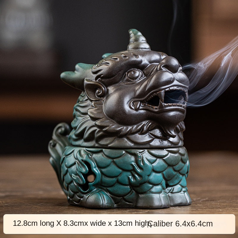 zensoullab Kirin Incense Burner Wealth-Attracting Divine Beast Agarwood Sandalwood Tea Table Home Indoor Incense Ceremony New Chinese Zen Ceramic Ornament