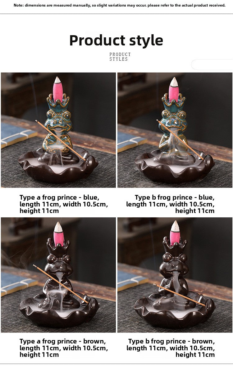 zensoullab Frog Prince Backflow Incense Burner Ceramic Creative Ornament Home Decoration Incense Holder Incense Stand Incense Device
