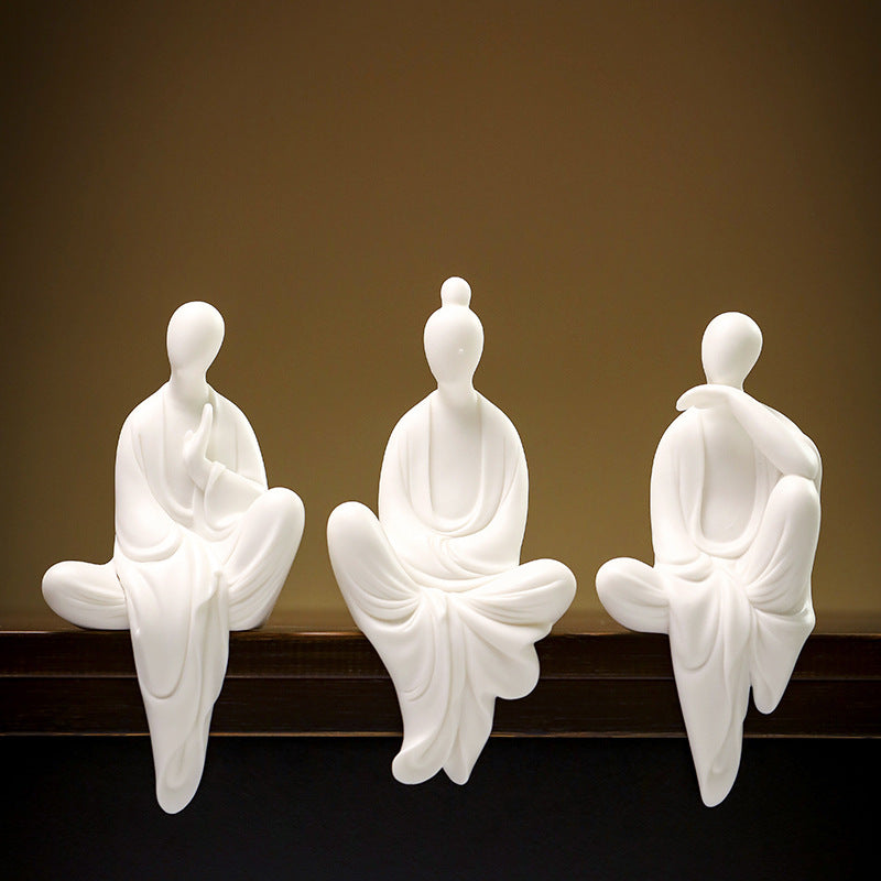 zensoullab Zen Ceramic Formless Buddha Figure Chinese Style Small Monk Ornament Small Monk Entrance Living Room Study Creative Decoration Display