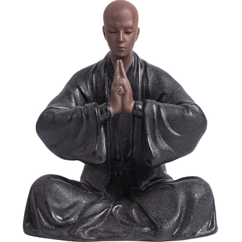 zensoullab Zen Purple Clay Little Monk Tea Pet Figurine Character Tea Ceremony Tea Room Tea Space Desktop Tea Table Tea Set Tea Table Decoration