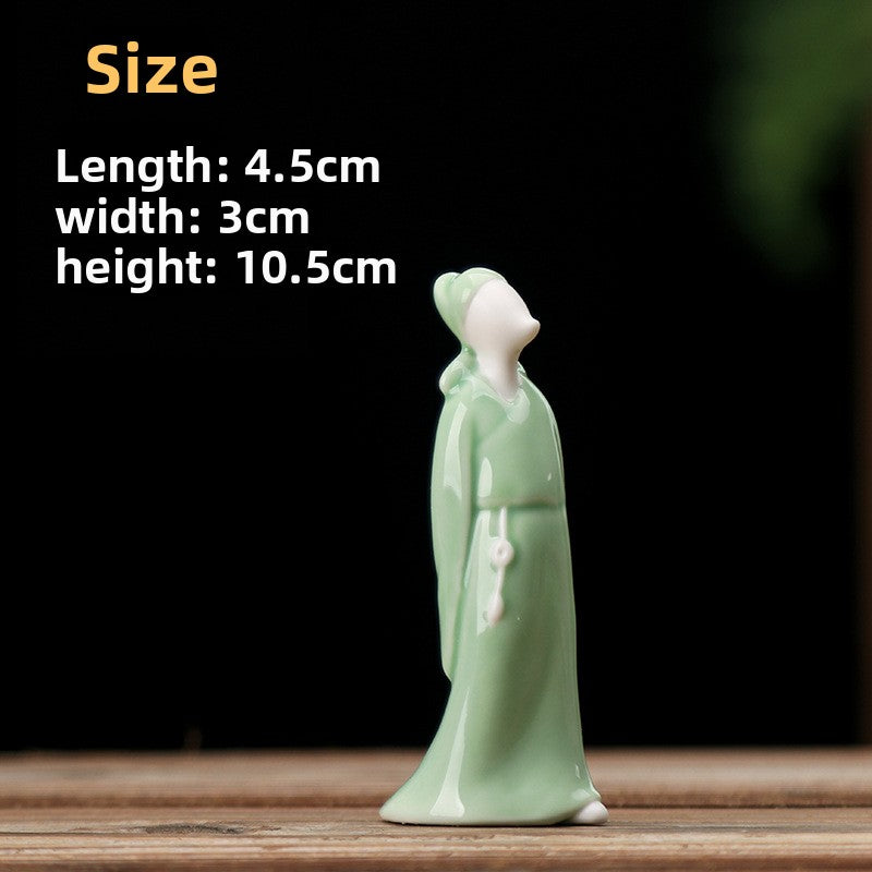 zensoullab Zen Green Porcelain Formless Small Living Tea Ceremony Accessories Ceramic Succulent Bonsai Fish Tank Landscaping Home Chinese Style Mini Ornaments