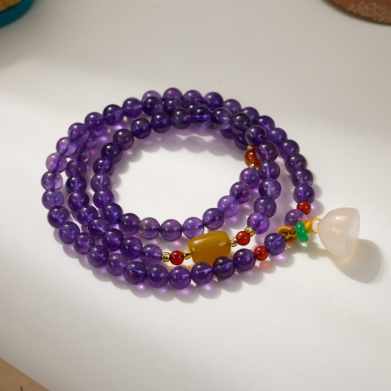 zensoullab Natural 6MM Amethyst Bracelet for Women Gourd Coin Good Luck Crystal Bracelet