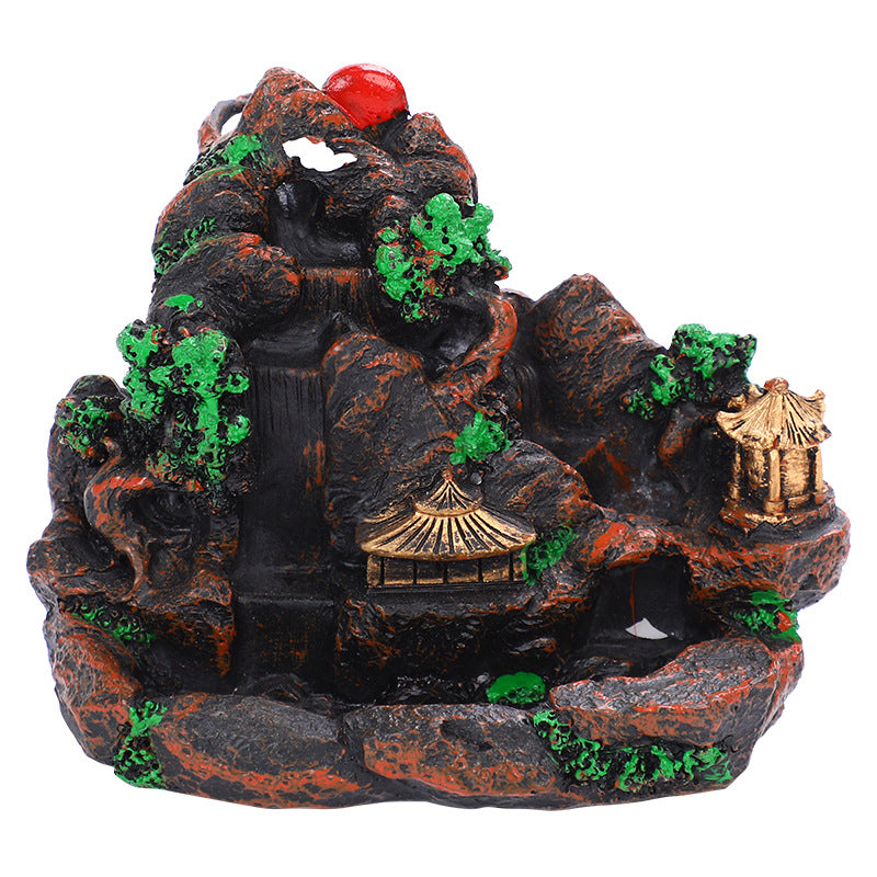zensoullab Large Backflow Incense Burner Mountain Water Purple Aura Resin Craft Personalized Ornament Agarwood Sandalwood Chinese Incense Tube