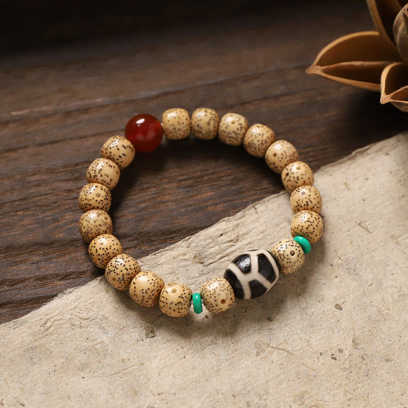 zensoullab Original Design Star Moon Bodhi Single Circle Bracelet Chicken Fat Yellow Multi-Treasure Retro New Chinese Style Unisex Cultural Play Beads Bracelet