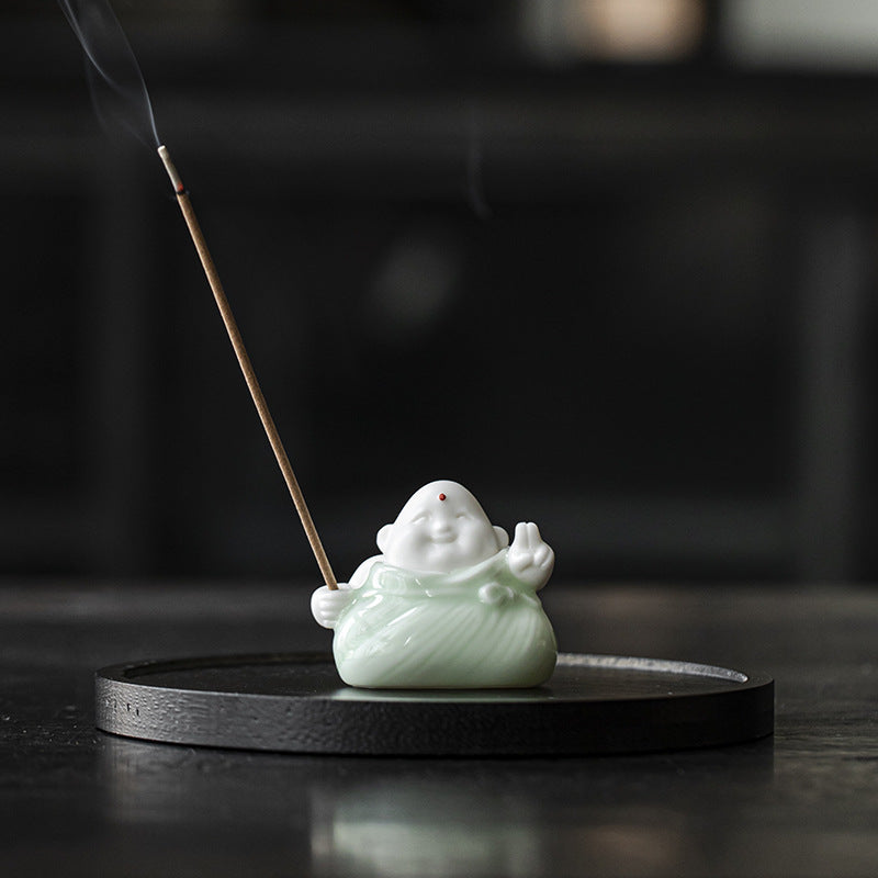 zensoullab Creative Cute Little Zongzi Ceramic Aromatherapy Burner Ornament Home Dragon Boat Festival Gift Sandalwood Incense Holder