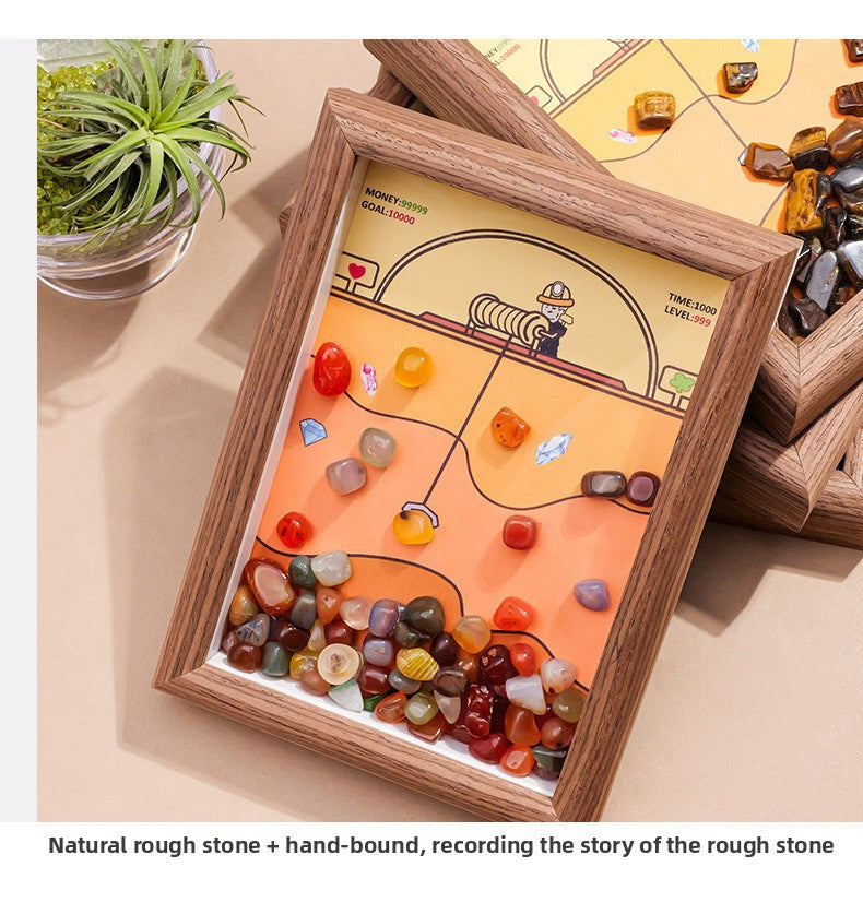 zensoullab Runyang Jewelry Natural Crystal Stone Frame Miner DIY Crystal Crafts 7inch Frame Display Creative