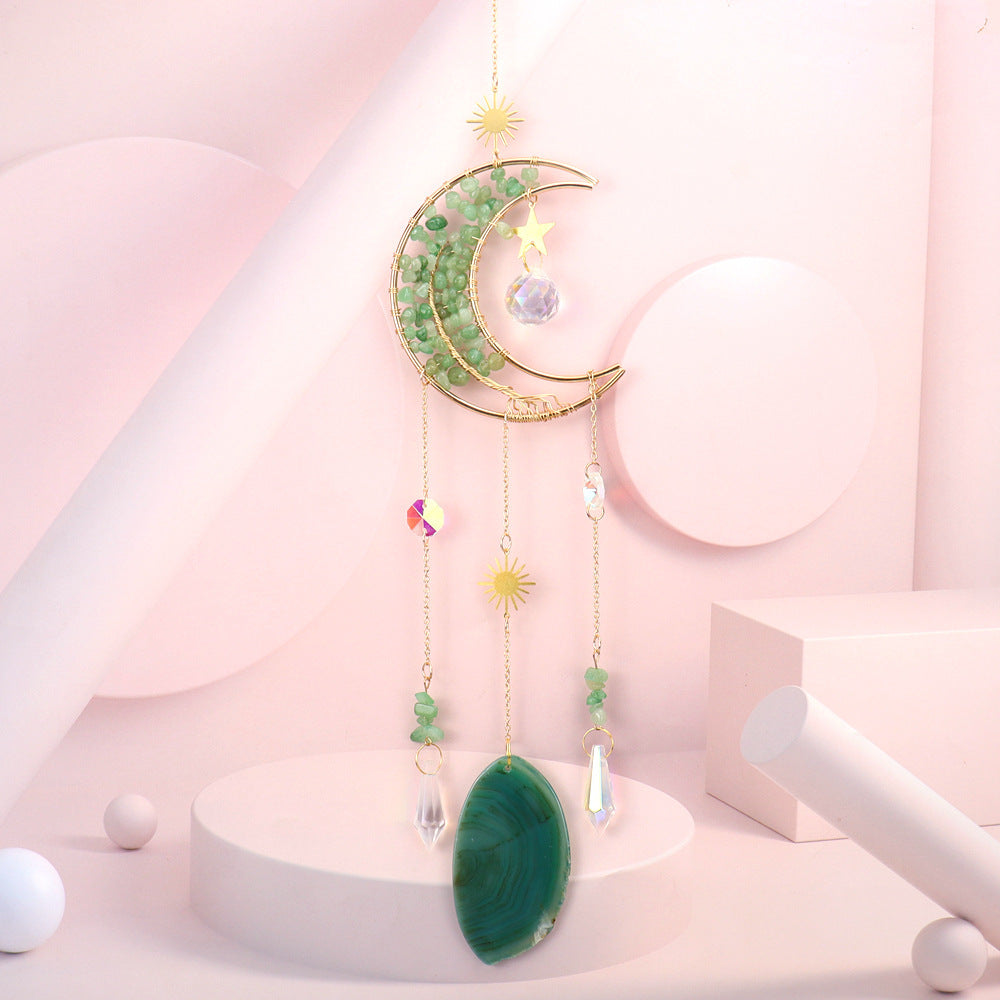 zensoullabsuncatcher Golden Moon Tree of Life Agate Slice Sun Catcher Sun Rainbow Window Decoration