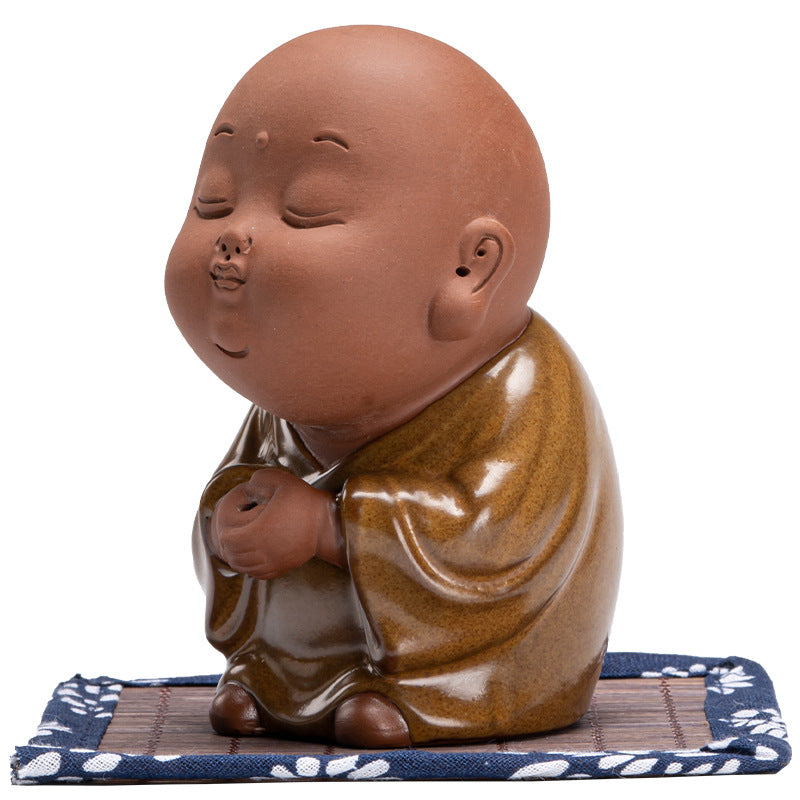 zensoullab Creative Ceramic Cute Little Monk Incense Desktop Ornament Home Incense Holder Incense Burner Incense Tray