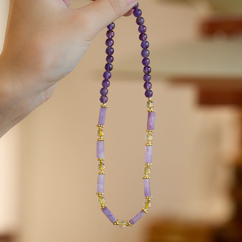 zensoullab Natural Amethyst Bracelet for Women Violet Purple Jade Double Layer Bracelet Purple Crystal Gemstone High-end Bracelet