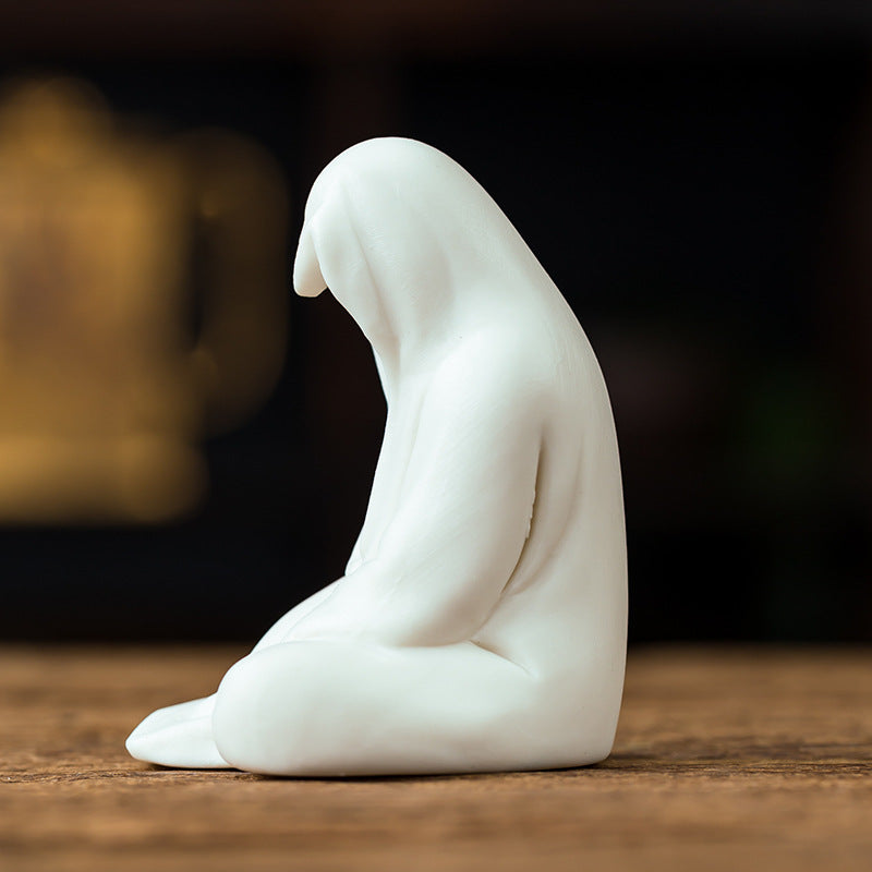 Zensoullab Creative Ceramic Crafts Decoration Zen Buddha Character Tea Space Chinese Living Room White Porcelain Fish Tank Decorations