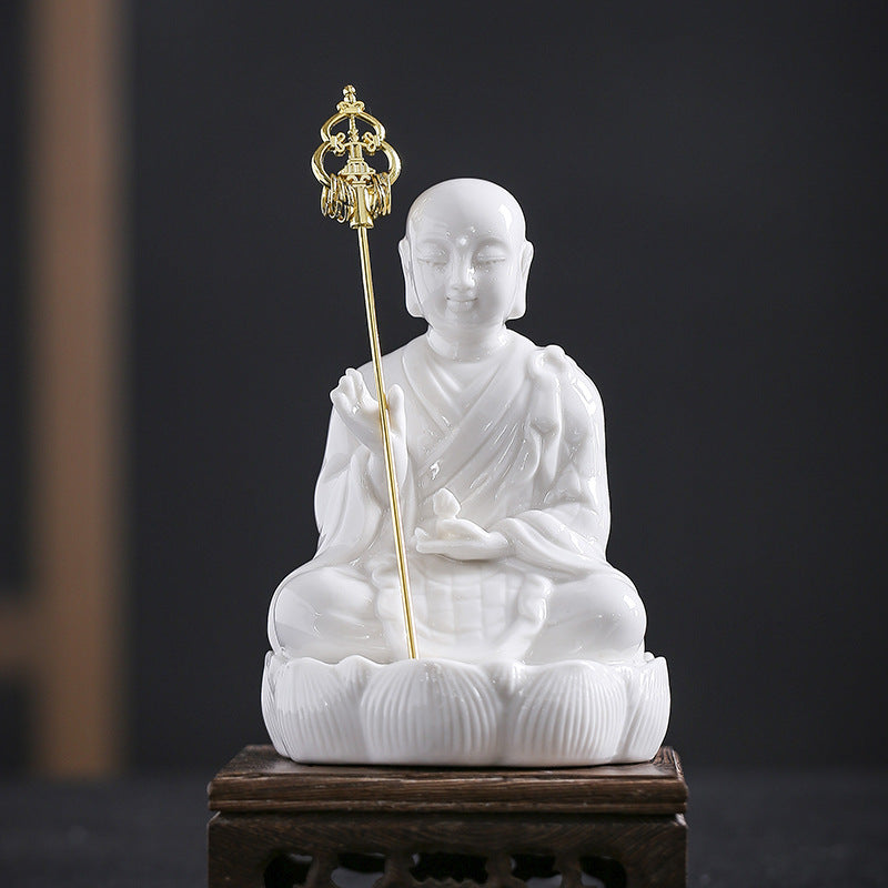 zensoullab Dehua White Porcelain Ksitigarbha Bodhisattva New Chinese Style Buddha Hall Entrance Ceramic Buddha Statue Craft Home Living Room Ornament