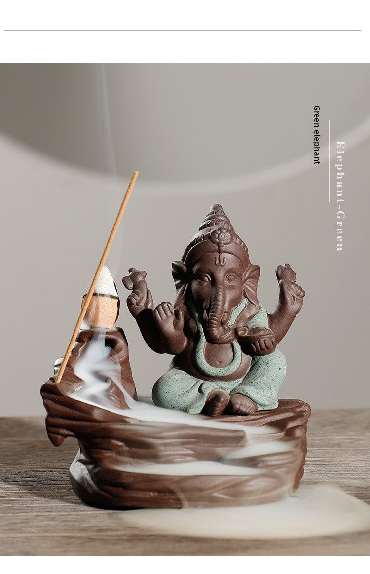 zensoullab Purple Clay Tower Incense Burner Thai Treasure Elephant Smoke Backflow Incense Burner Creative Southeast Asian Home Fragrance Ornament