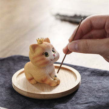 zensoullab Cat Ornament Tray Cute Resin Kitten Incense Holder Stand Trendy Toy Incense Stick Indoor Tea Room Aromatherapy Burner Home Use