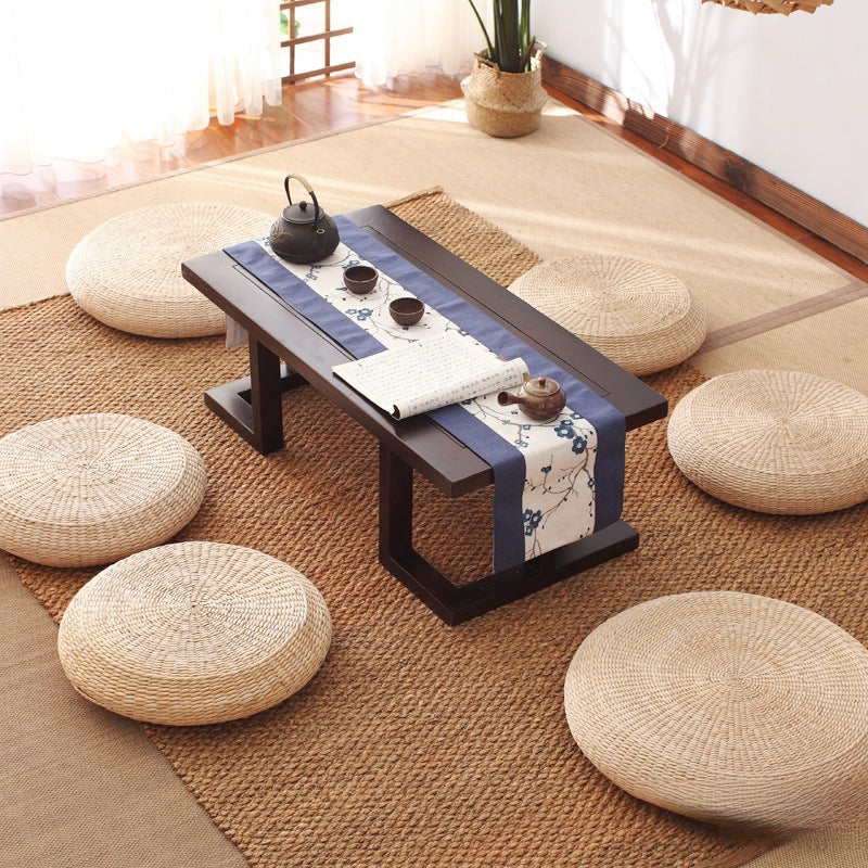zensoullab Woven Seat Cushion Floor Tatami Mat Thickened Round Japanese Style Meditation Zen Mat Balcony Bay Window Mat