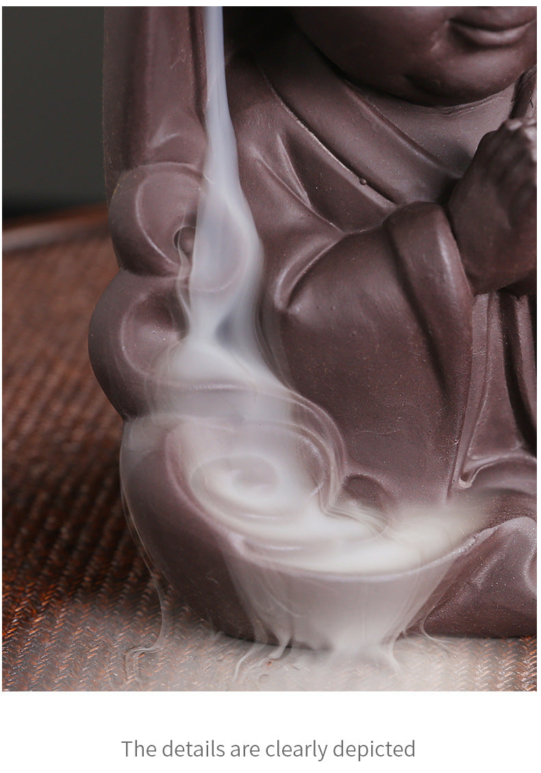 zensoullab Purple Clay Sandalwood Incense Burner Craft Ornament Original Xiangyun Little Monk Incense Holder Waterfall Backflow Incense Burner