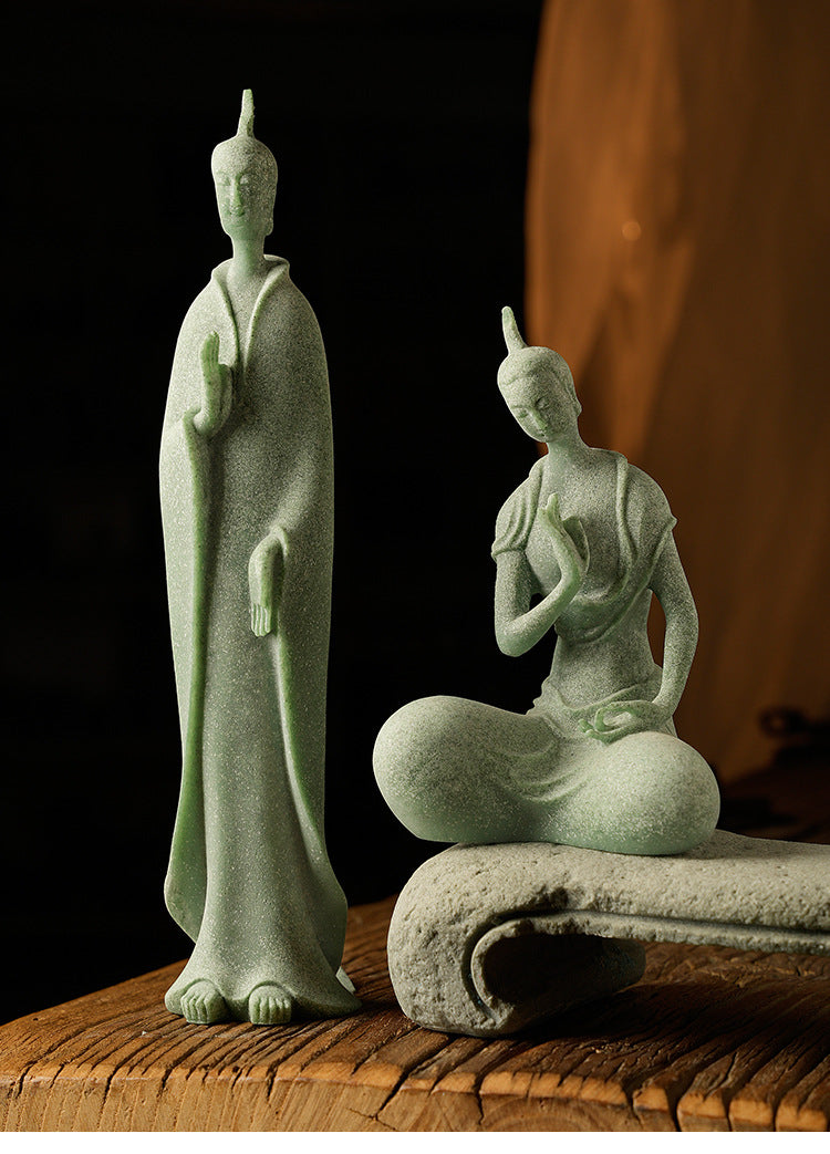zensoullab Large Desktop Chinese Style Buddha Figurine Micro Landscape Fish Tank Landscaping Rockery Gardening Desktop Ornament Tea Pet Incense Decoration