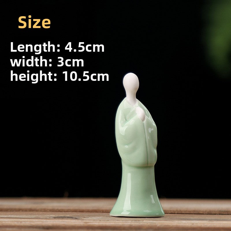 zensoullab Zen Green Porcelain Formless Small Living Tea Ceremony Accessories Ceramic Succulent Bonsai Fish Tank Landscaping Home Chinese Style Mini Ornaments