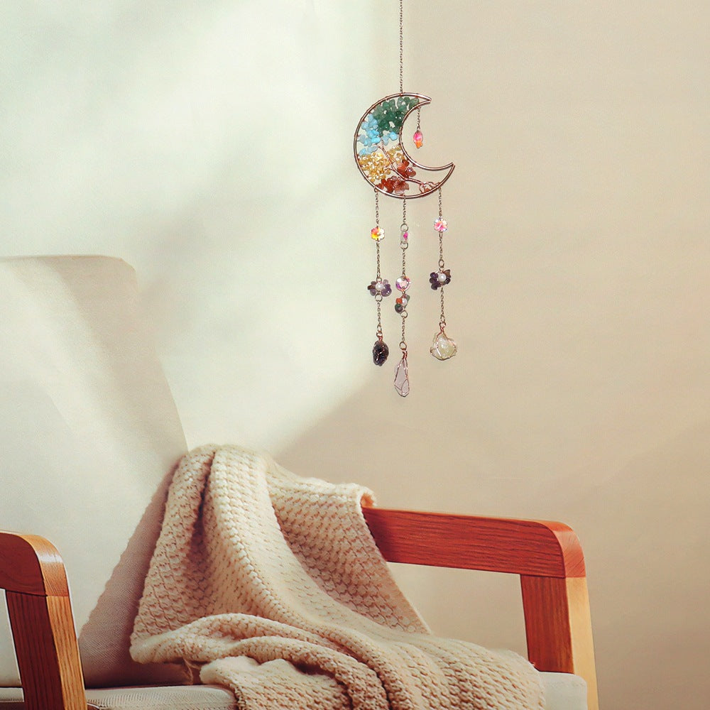 zensoullab Crystal Pendant Metal Moon Sun Catcher Outdoor Window Hanging Decoration Craft Pendant
