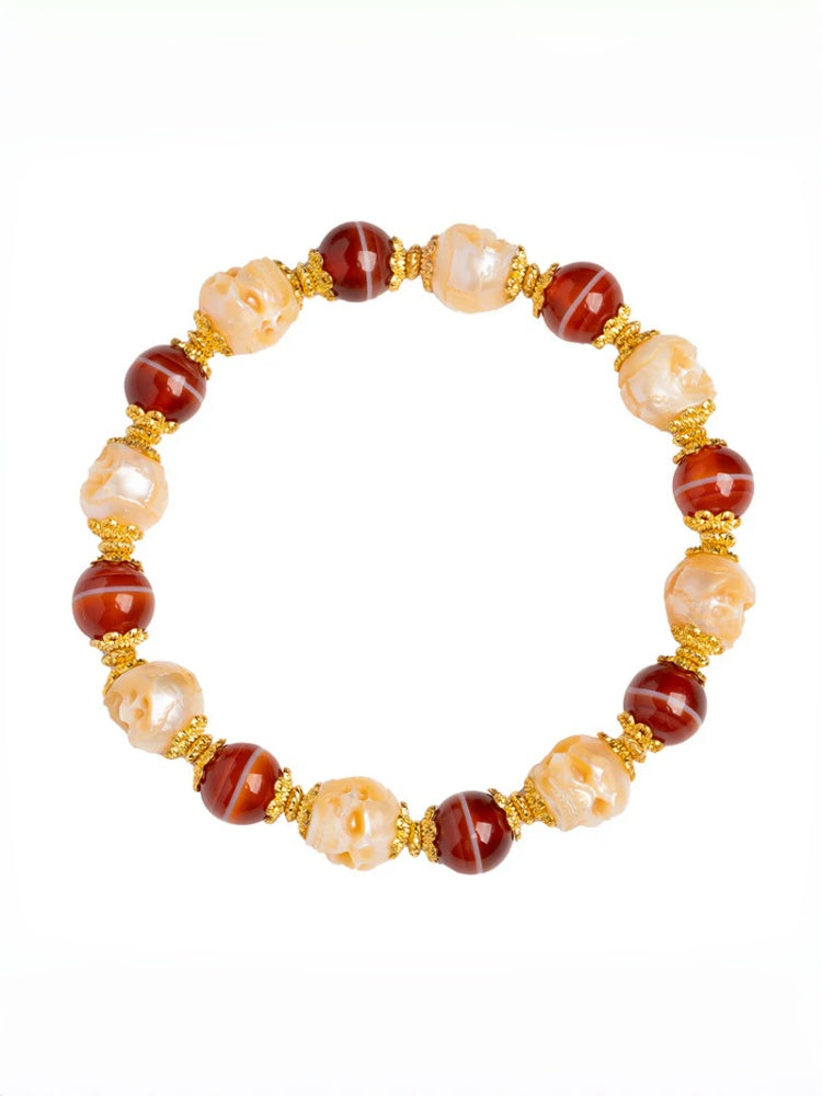 zensoullab Natural Red Meat Pharmacist One-Line Dzi Bead Taiwan Work Agate Bracelet for Men and Women Couples Single Circle Bracelet In Stock