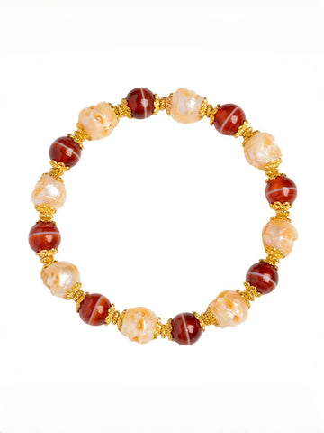 zensoullab Natural Red Meat Pharmacist One-Line Dzi Bead Taiwan Work Agate Bracelet for Men and Women Couples Single Circle Bracelet In Stock