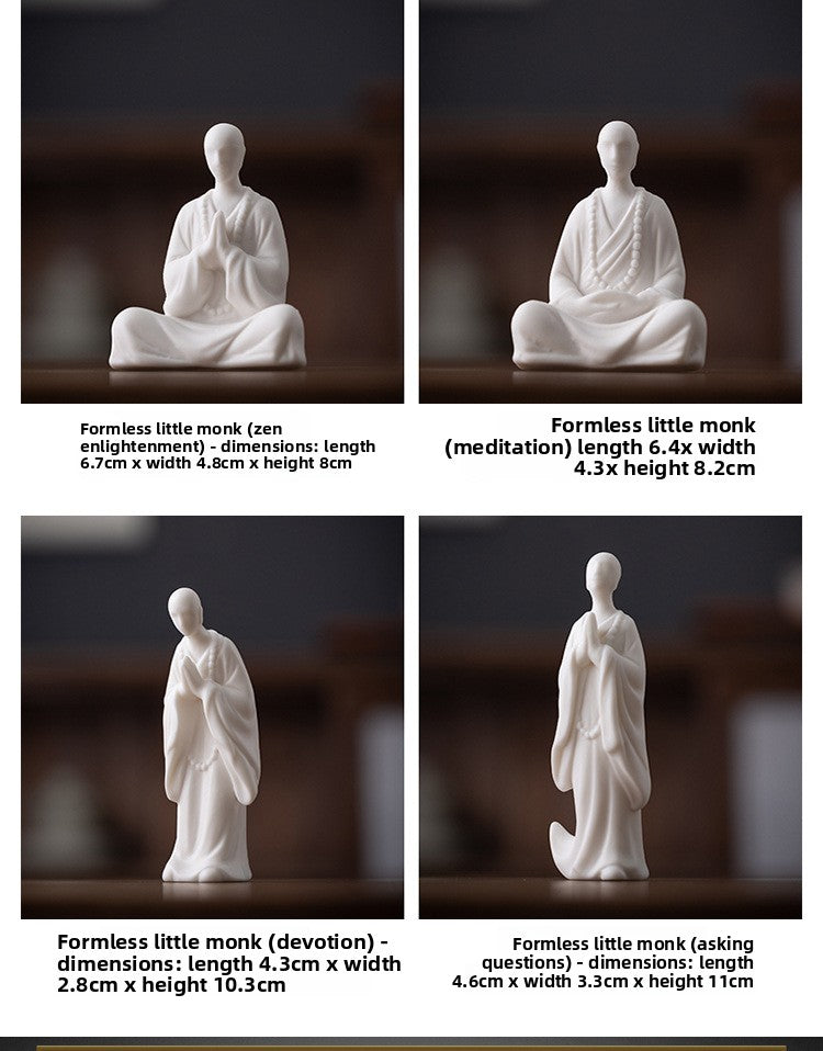 zensoullab Chinese Style Little Monk Home Decor Ceramic Zen Unphase Buddha Tea Ceremony Fish Tank Landscaping Micro Landscape Bonsai Decoration