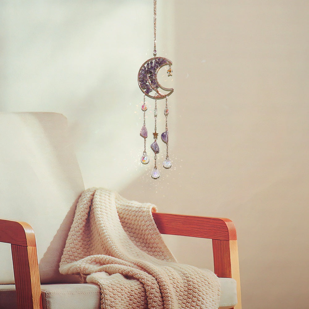 zensoullab Home Decor Pendant Inspiration Design Natural Crystal Tree of Life Sun Catcher Crystal Wind Chime