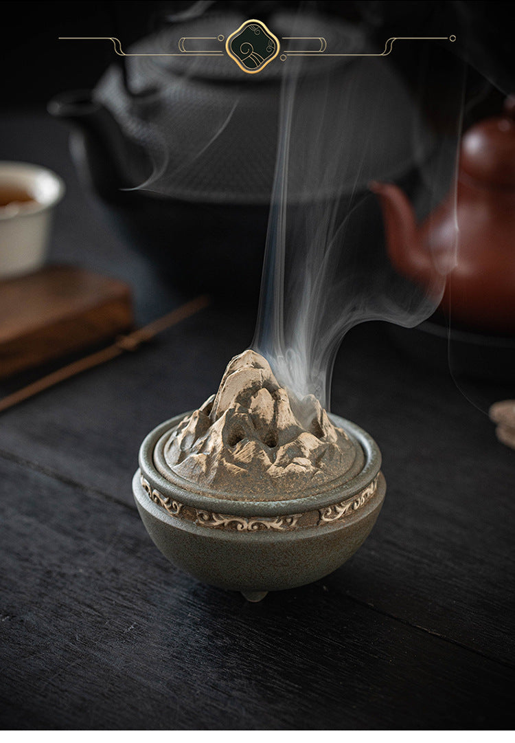 zensoullab Boshan Ceramic Incense Burner for Home Indoor Small Sandalwood Agarwood Incense Burner Zen Tea Room Incense Incense Seal Tower Incense Burner