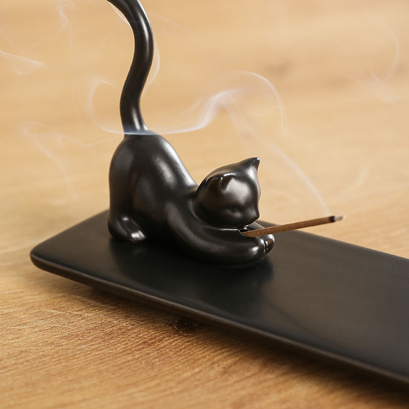 Cross-Border Ceramic Kitten Aromatherapy Burner Ornament Creative Cute Cat Home Indoor Creative Incense Holder Incense Stand Incense Tray