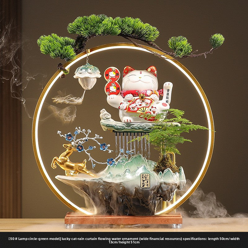 zensoullab Lucky Cat Flowing Water Wealth-Attracting Ornament Circulating Water Living Room Desktop Decoration