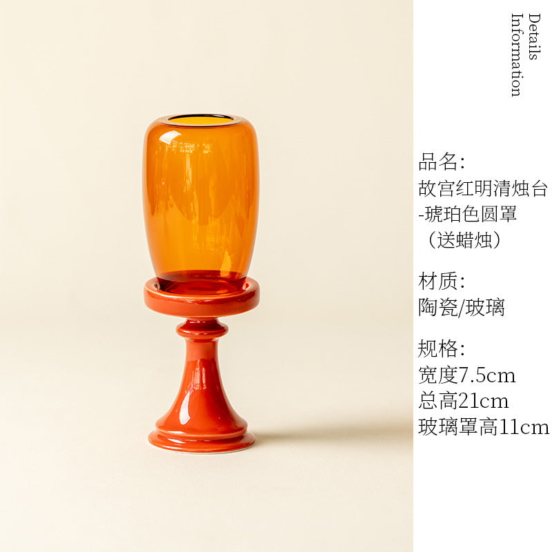 zensoullab Bamboo Leaf Green Ming Qing Candle Holder Glass New Chinese Style Aromatherapy Candle Tea Room Atmosphere Small Candle Holder Tea Ceremony Ornament