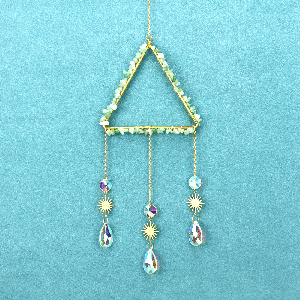 zensoullab Natural Raw Crystal Wind Chime Sun Catcher Triangle Hanging Holiday Home Decoration