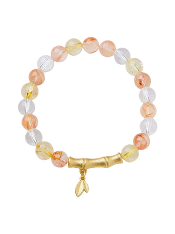 zensoullab Natural 8MM Red Rubber Flower Bracelet for Women, Ascending Bamboo Crystal Bracelet