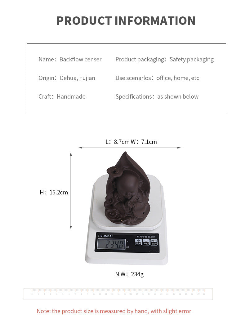 zensoullab Purple Clay Sandalwood Incense Burner Craft Ornament Original Xiangyun Little Monk Incense Holder Waterfall Backflow Incense Burner