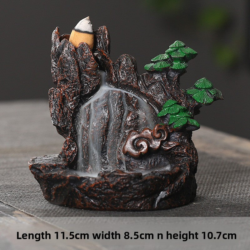Zensoullab Resin Carving High Mountain Flowing Water Backflow Agarwood Stove Home Indoor Zen Sandalwood Incense Burner Tea Ceremony Decoration Zen Incense Burner