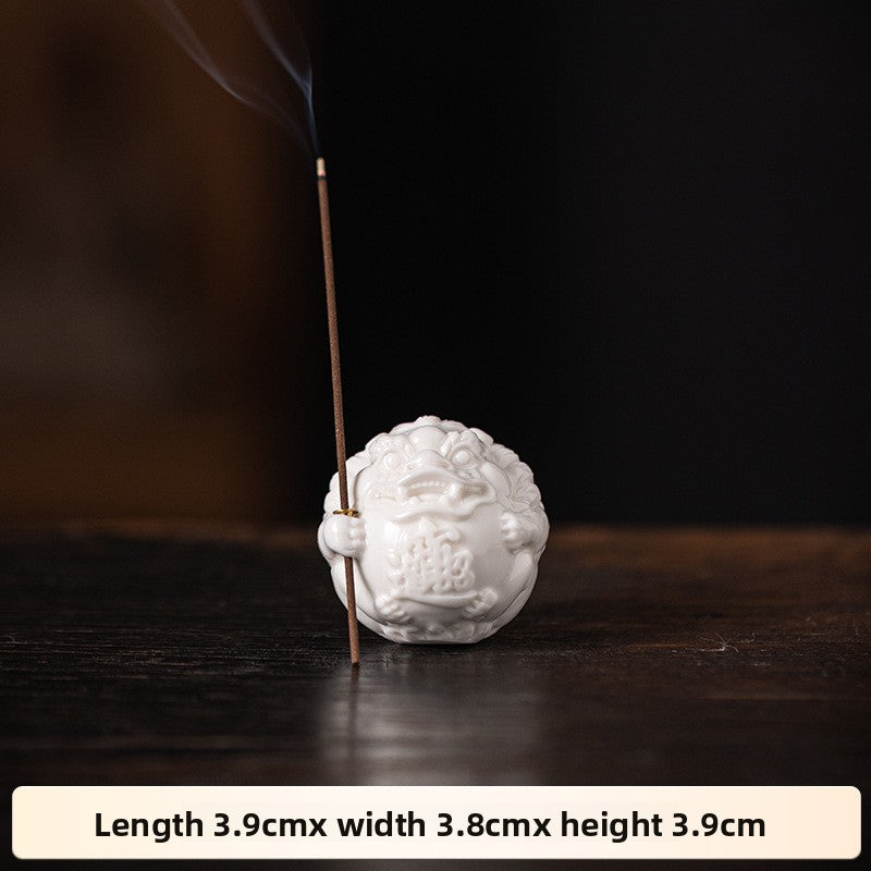 zensoullab White Porcelain Pixiu Incense Holder Wealth-Attracting Incense Holder Incense Burner Home Indoor Sandalwood Agarwood Incense Stand Incense Tray Desktop Ornament