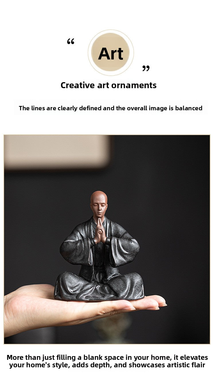 zensoullab Zen Purple Clay Little Monk Tea Pet Figurine Character Tea Ceremony Tea Room Tea Space Desktop Tea Table Tea Set Tea Table Decoration