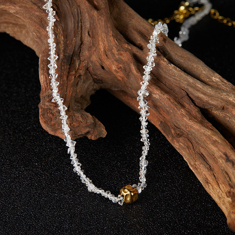 zensoullab Original Design S925 Sterling Silver Natural White Crystal Colorful Gemstone Necklace for Women Personalized Handmade Irregular Beads