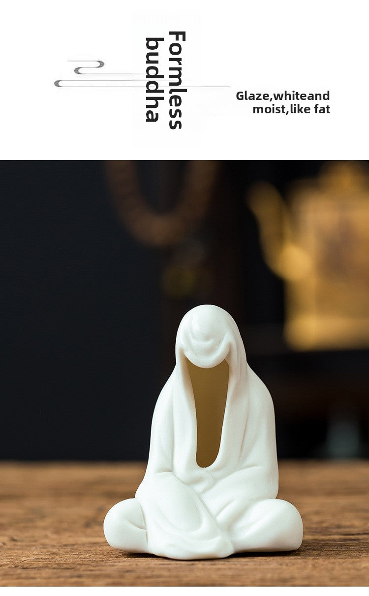 Zensoullab Creative Ceramic Crafts Decoration Zen Buddha Character Tea Space Chinese Living Room White Porcelain Fish Tank Decorations