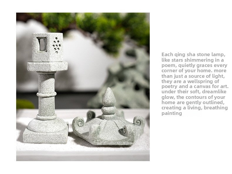 zensoullab Japanese Style Stone Lantern Micro Landscape Ornament Chinese Style Bonsai Fish Tank Decoration Ancient Style Desktop Zen Tea Table Stone Lantern