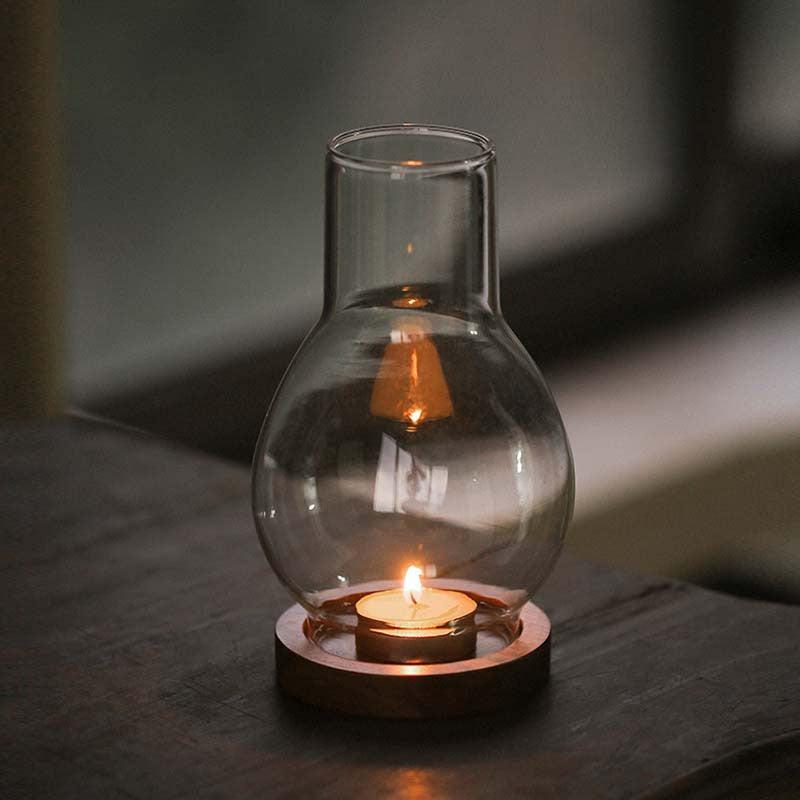 zensoullab Zen Candle Holder Windproof Glass Lampshade Chinese Retro Style Home Aromatherapy Wax Light Tea Room Decorative Ornament