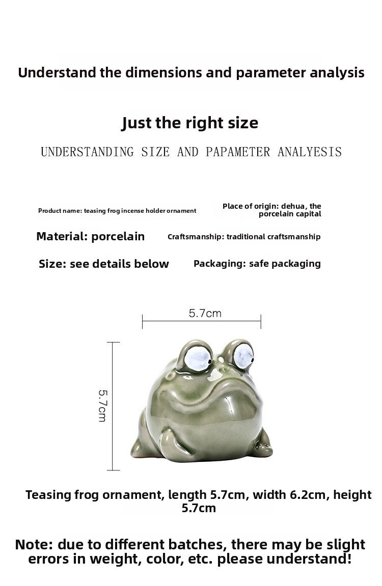 Zensoullab Creative Ceramic Aromatherapy Stove Decoration Desktop Cure Tea Ornaments Home Indoor Small Incense Burner Animal Frog Incense Stick and Base