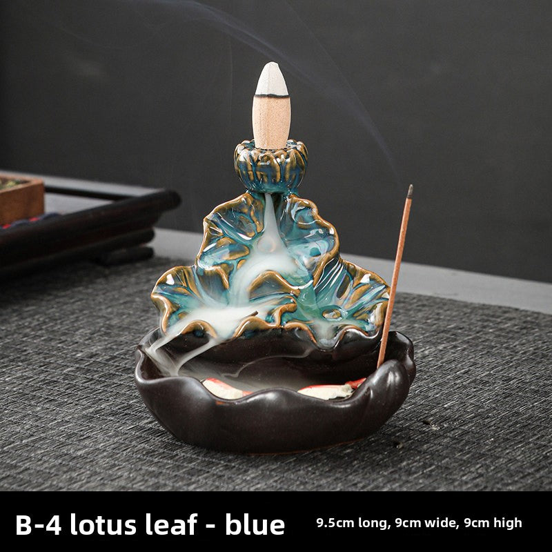 zensoullab Backflow Incense Burner Creative Home Decor Ceramic Burner Craft Zen Double Fish Backflow Sandalwood Ornament