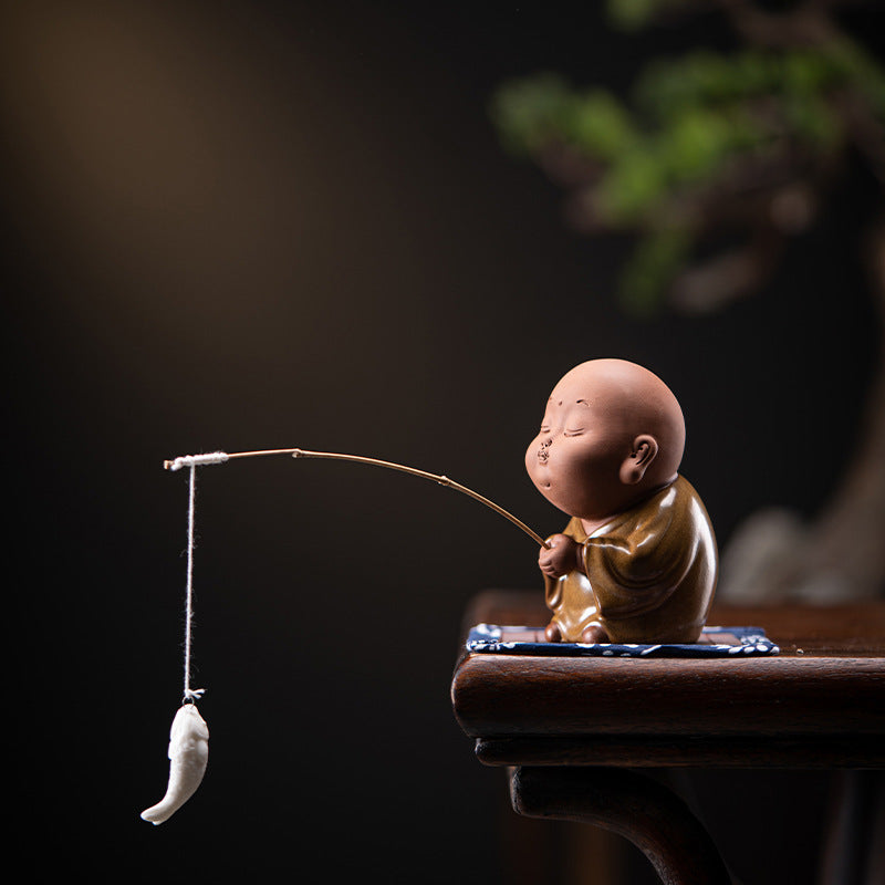 zensoullab Creative Ceramic Cute Little Monk Incense Desktop Ornament Home Incense Holder Incense Burner Incense Tray