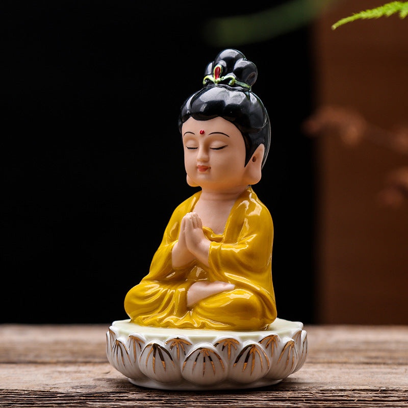 Zensoullab Creative Boutique Handicrafts Ceramic Classical Buddha Statue Buddha Buddha Guanyin Bodhisattva Chinese Household Car Safety Ornaments