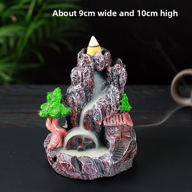 zensoullab Resin Backflow Incense Burner Zen Rockery Home Indoor Living Room Incense Burner Backflow Incense Landscape Decoration Ornament