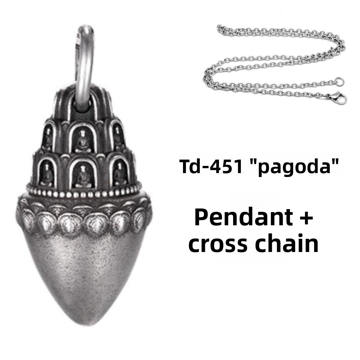 zensoullab Buddha Pagoda Pendant Thai Silver Unisex Tibetan Chinese Style Retro Hanging Pendant Tibetan Style Protective Buddha Pendant